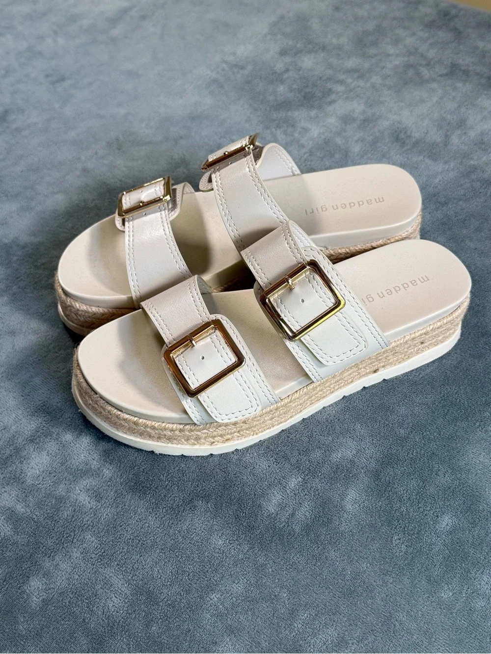 Madden Girl Annabelle Espadrille Platform Sandals Ivory Gold Size 8